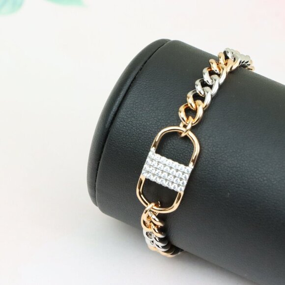 Stylish Rose Gold and Silver Dual Tone Bracelet with Crystal Accent, XPBL0633 : - Picture 8 of 12